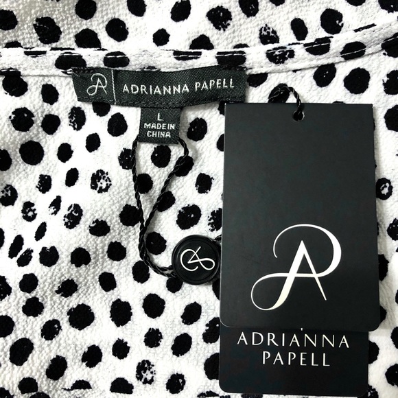 NWT Adrianna Papell Printed Crepe Popover Blouse L - Picture 9 of 11